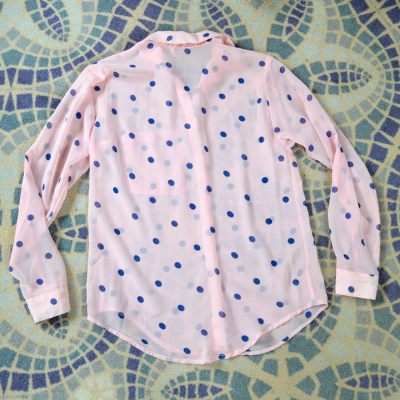 Blush/ Navy Polka Dot Blouse by Garage Size XS - Picture 2 of 8